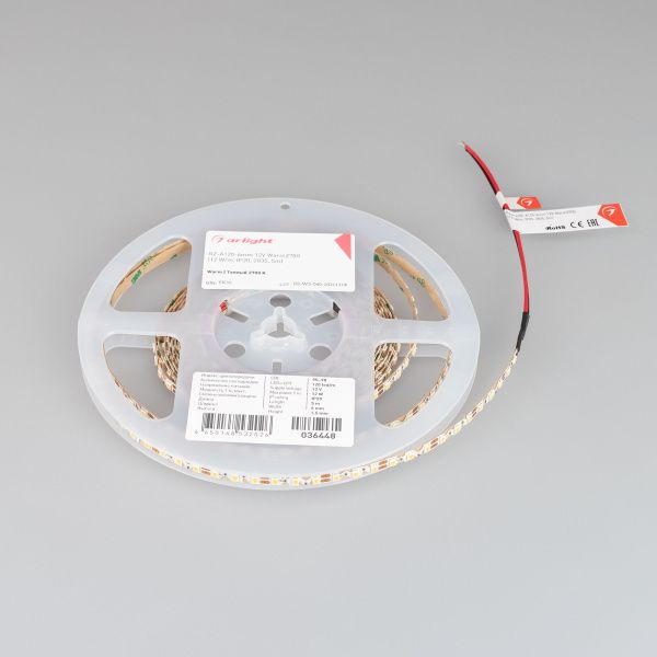 Оборудование Arlight 036448 Светодиодная лента RZ-A120-6mm 12V Warm2700 (12 W/m, IP20, 2835, 5m) (Arlight, 12 Вт/м, IP20) по выгодной цене. Купить в Москве со скидкой.