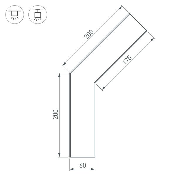 Оборудование Arlight 030138 Угол SL-LINE-6070-135 (Arlight, Металл) по выгодной цене. Купить в Москве со скидкой.