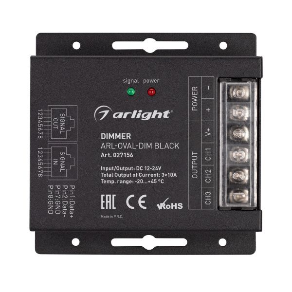 Оборудование Arlight 027156 Диммер ARL-OVAL-DIM Black (12-24V, 3x10A, ПДУ Овал, RF, RJ45) (Arlight, IP20 Металл, 3 года) по выгодной цене. Купить в Москве со скидкой.