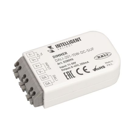 Arlight 028090 INTELLIGENT ARLIGHT Диммер DALI-201-15W-DC-SUF (8-45V DC, 350mА) (IARL, IP20 Пластик, 3 года)