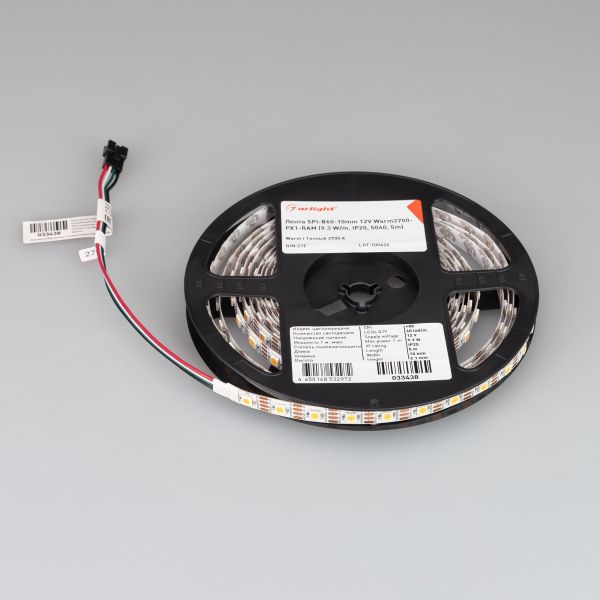 Оборудование Arlight 033438 Светодиодная лента SPI-B60-10mm 12V Warm2700-PX1-RAM (9.3 W/m, IP20, 5060, 5m) (Arlight, бегущий огонь) по выгодной цене. Купить в Москве со скидкой.