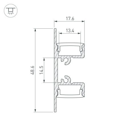 Оборудование Arlight 036339 Профиль ARH-WALL-1849-DUAL-2000 ANOD (Arlight, Алюминий) по выгодной цене. Купить в Москве со скидкой.