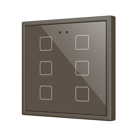 Zennio ZVIFR70X6M Выключатель сенсорный KNX Flat RGB 70 X6, 6 кнопок, 70x70, мокко