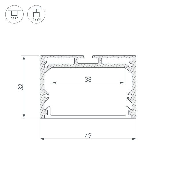 Оборудование Arlight 027988 Профиль с экраном SL-LINE-4932-2500 BLACK+OPAL (Arlight, Алюминий) по выгодной цене. Купить в Москве со скидкой.