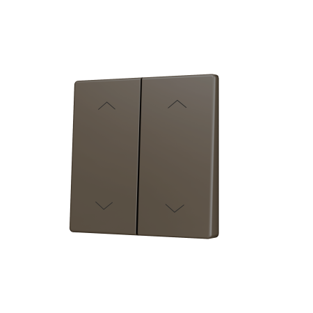 Zennio ZS55CSOFT24SHM ZS55, Крышка для двойной мягкой кнопки KNX 55x55 мм, Наклон вверх и вниз, Значок затвора, Мокко