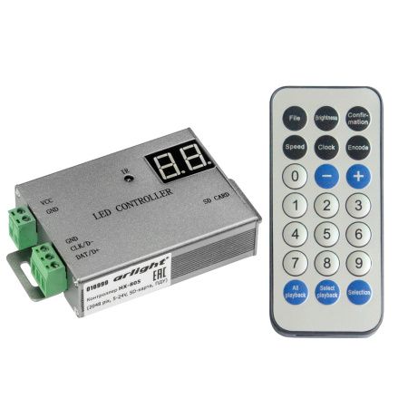 Arlight 016999 Контроллер HX-805 (2048 pix, 5-24V, SD-карта, ПДУ) (Arlight, -)