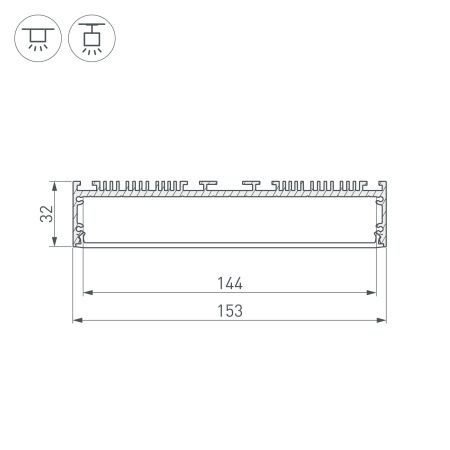 Оборудование Arlight 036368 Профиль ARH-POWER-W150-2000 ANOD (Arlight, Алюминий) по выгодной цене. Купить в Москве со скидкой.