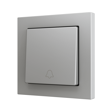 Zennio ZS551PB1DS ZS55, Простая мягкая кнопка для 1 двоичного входа 55x55 мм – Значок дверного звонка, Серебристый