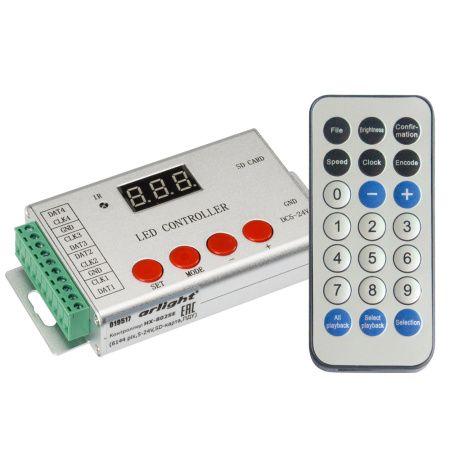 Arlight 022992 Контроллер HX-802SE-2 (6144 pix, 5-24V, SD-карта, ПДУ) (Arlight, -)
