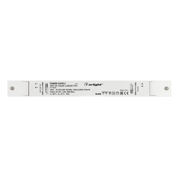 Оборудование Arlight 032623 Блок питания ARV-SP-24030-LINEAR-PFC (24V, 1.25A, 30W) (Arlight, IP20 Пластик, 5 лет) по выгодной цене. Купить в Москве со скидкой.