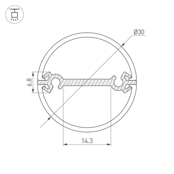 Оборудование Arlight 029114 Профиль ROUND-D30-DUAL-2000 ANOD (Arlight, Алюминий) по выгодной цене. Купить в Москве со скидкой.