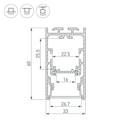 Оборудование Arlight 021171 Профиль с экраном S2-LINE-3360-2500 ANOD+OPAL (Arlight, Алюминий) по выгодной цене. Купить в Москве со скидкой.