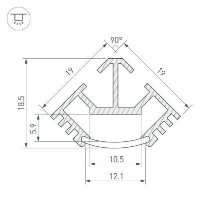 Оборудование Arlight 016942 Профиль T45-2000 (CT) ANOD (Arlight, Алюминий) по выгодной цене. Купить в Москве со скидкой.
